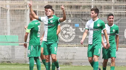 Maccabi Haifa players celebrate (Lilach Weiss-Rosenberg)