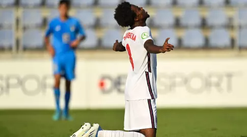 Karni Chukwamka Celebrates (Photo by Seb Day - UEFA via Sportsfile)